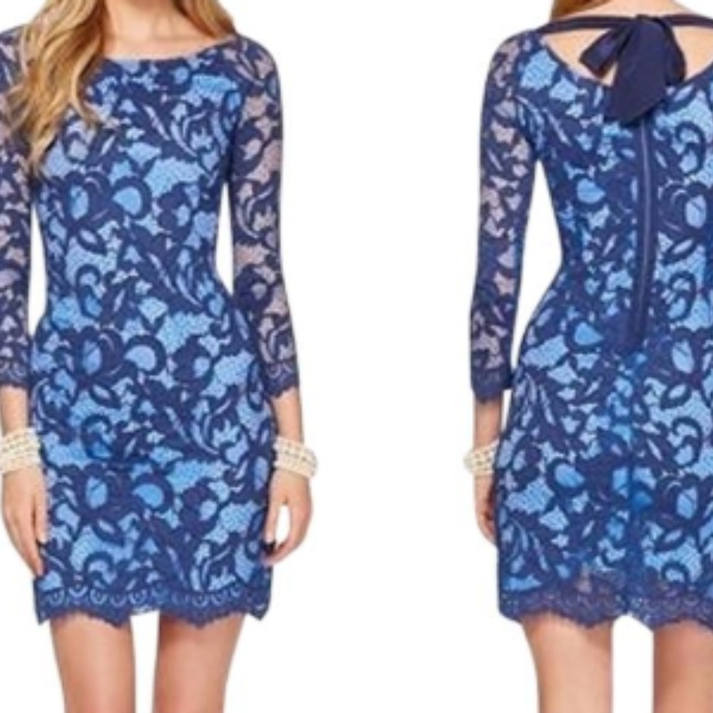 Lilly Pulitzer Blue Lace Dress- Size 0